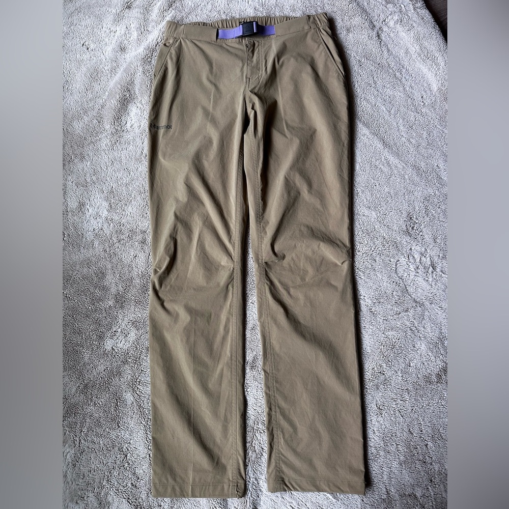 5/$20 Marmot Women's Khaki Hiking Pants with Purple Belt Detail